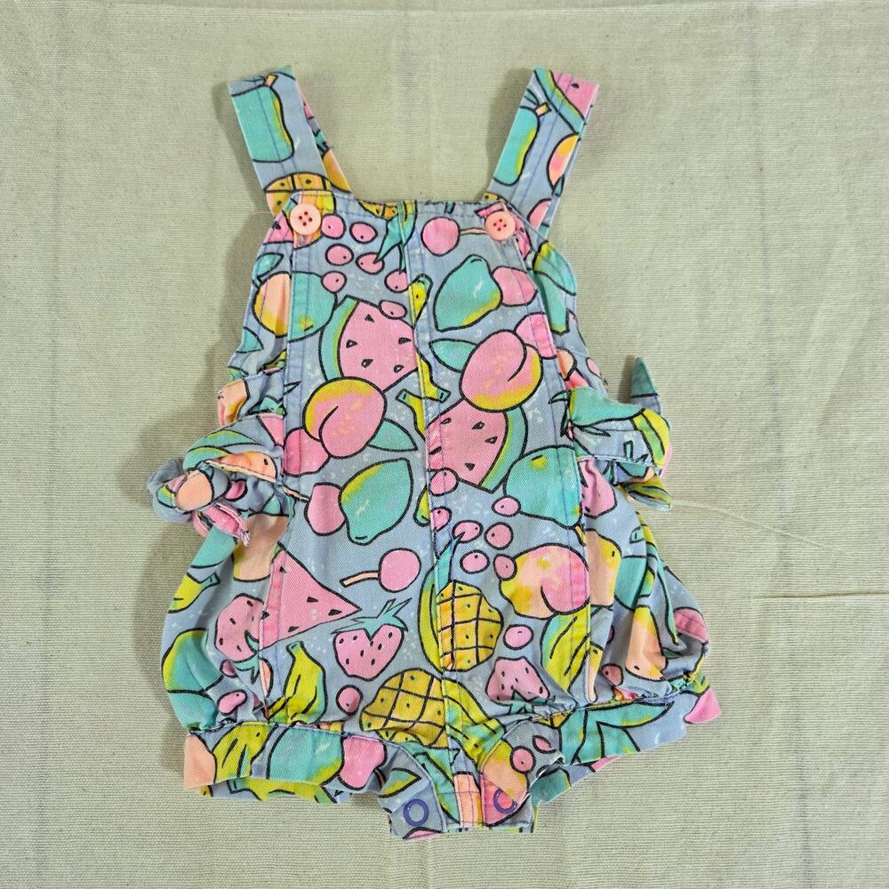 Vintage Colorful Fruit Cotton Shortalls 6-9 months